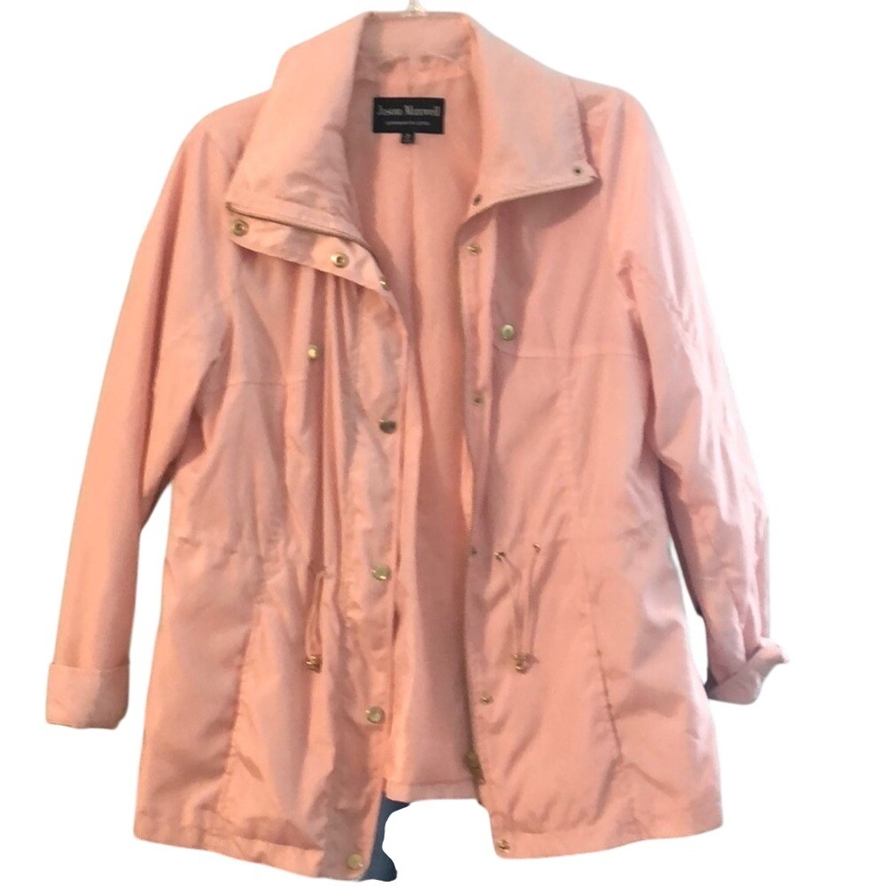 Jason Maxwell Pink‎ Lightweight Anorak Jacket Drawstring Waist Hooded Size M